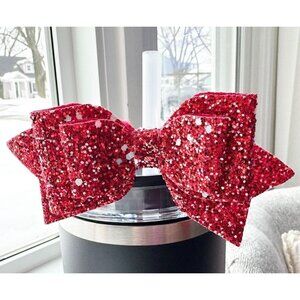 Straw Topper Red with Glitter Bow Accent for Any Tumbler